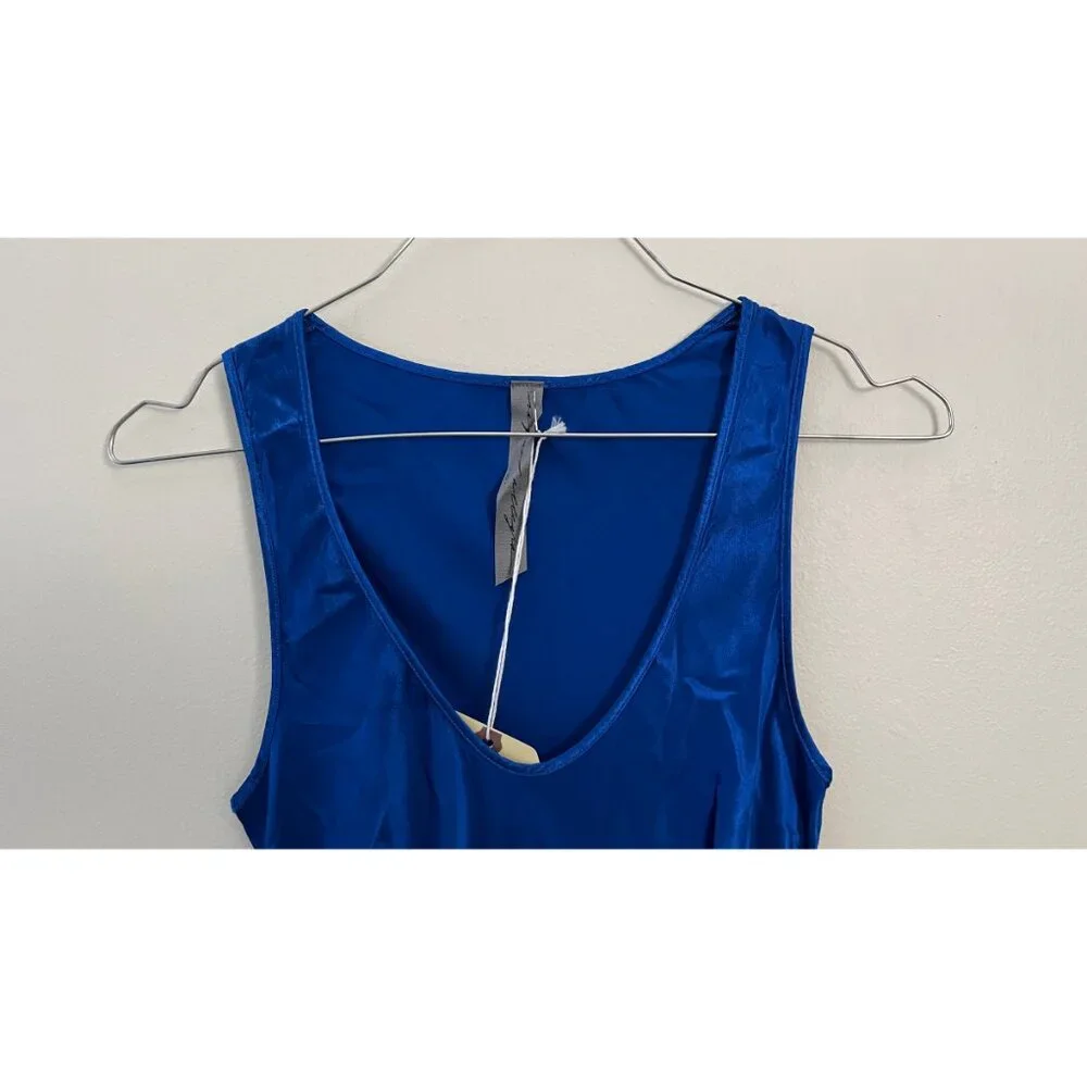 RAQUEL ALLEGRA LAPIS BLUE SLIP DRESS S - Picture 3 of 11